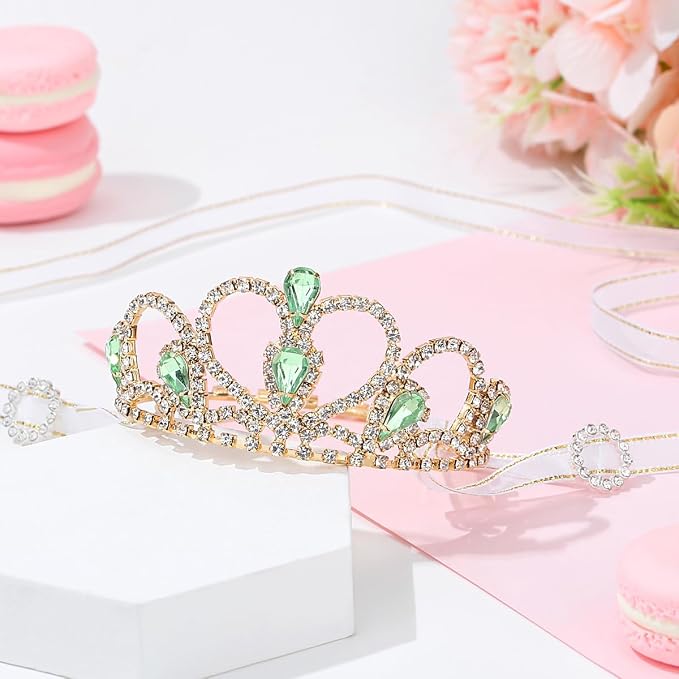 Lovelyshop Princess Pet Tiara Crown for Cats & Dogs, S, Gold Green