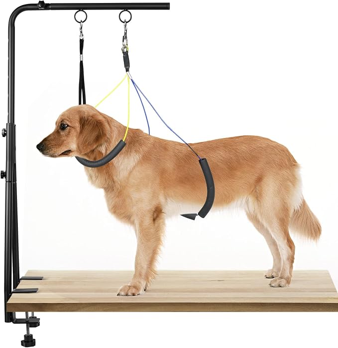 Adjustable Pet Grooming Arm with Clamp for Small & Medium Large Dogs,35" | Dog Grooming Arm,Grooming Loop & No Sit Haunch Holder Dog Grooming Station with Clamp for Home Use,Nail Trimming & Drying