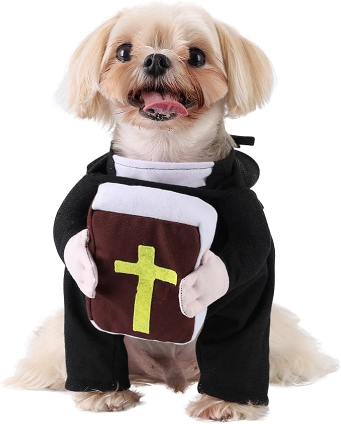 Dog Cats Outfit Halloween Stand Soft Pet Costume Makeup Funny Cosplay Apparel Clergy Outfit with Polyester Costume