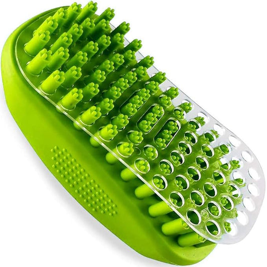 Rubber Curry Brush for Short Haired Dogs, Soft Curry Comb with Removable Screen, Silicone Pet Brush, Use Wet as Bath Scrubber or Dry for Grooming Loose Hair