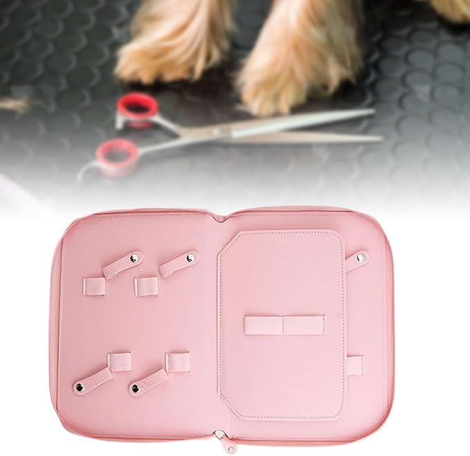 Pet Grooming Tool Storage Case Dog or Cat Grooming Supplies Dog Grooming Bag Portable PU Leather Storage Organizer Suitable for Professional Pet, Pink
