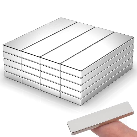20 Pack 40x10x3 mm Rare Earth Neodymium Magnets | Powerful Small Strong Metal Rectangular Bar Magnetic Strip Magnet for Fridge Garage Kitchen Science Craft Office, Silver