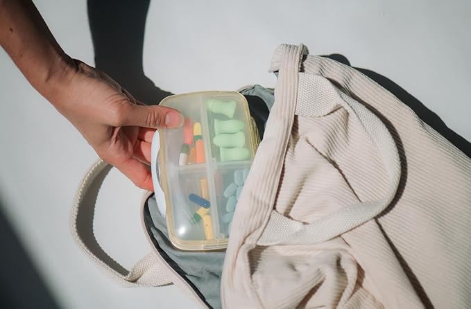Ezy Dose Moisture-Proof Travel Pill Case, 7 Compartments, Cream, Medium | Moisture-Proof Pill Case, Medicine Planner, Vitamin Organizer Box, Travel-Friendly, Latch-Closure to Secure Contents