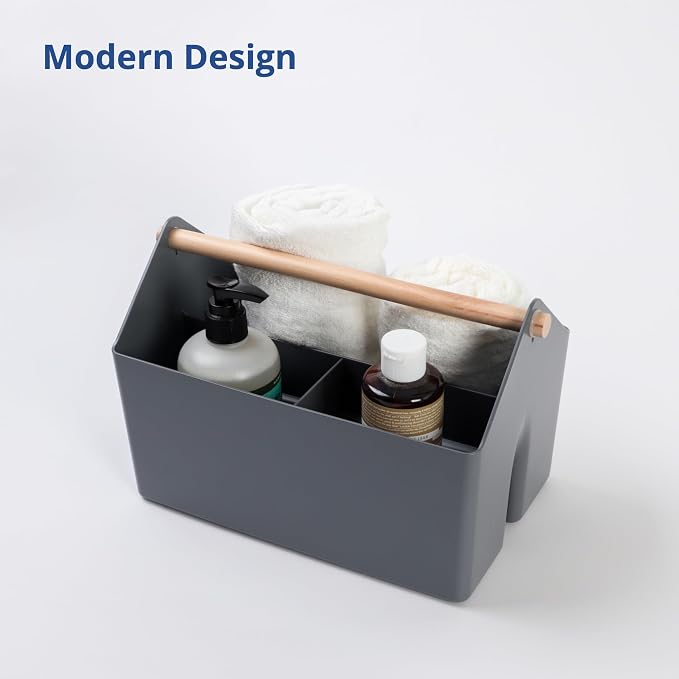 BLUE GINKGO Storage Basket, Medium 4.5L, Grey, Made in Korea | Portable. Divided Storage Bin. Everyday Organization.