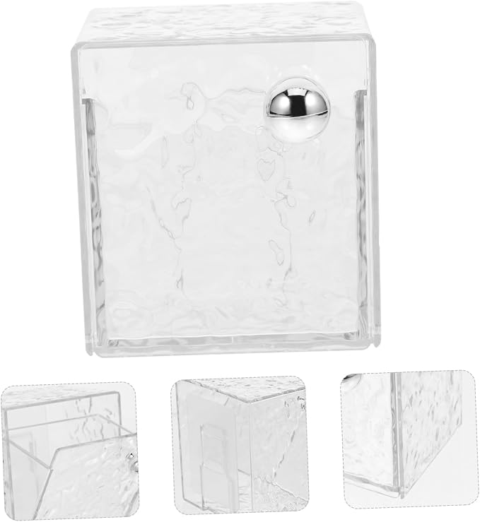 Cabilock Cotton Pads Holder Vanity Organizer Wall-mounted Storage Canister Box Pet Material
