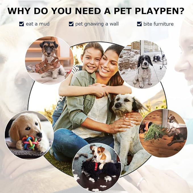 BestPet | Dog Playpen | 32", 16 Panels | Heavy Duty Metal Pet Exercise Pen | Indoor/Outdoor Fence Panels | Rust-Resistant, Removable, Tool-Free Setup | Anti-Skid, Expandable Design
