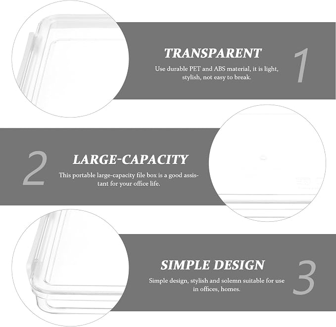 Homoyoyo Stackable File Organizer Box for Office Use, Waterproof Pet and Abs Material Document Storage Case with High Durability and Simple Design, for Daily Filing and Storage