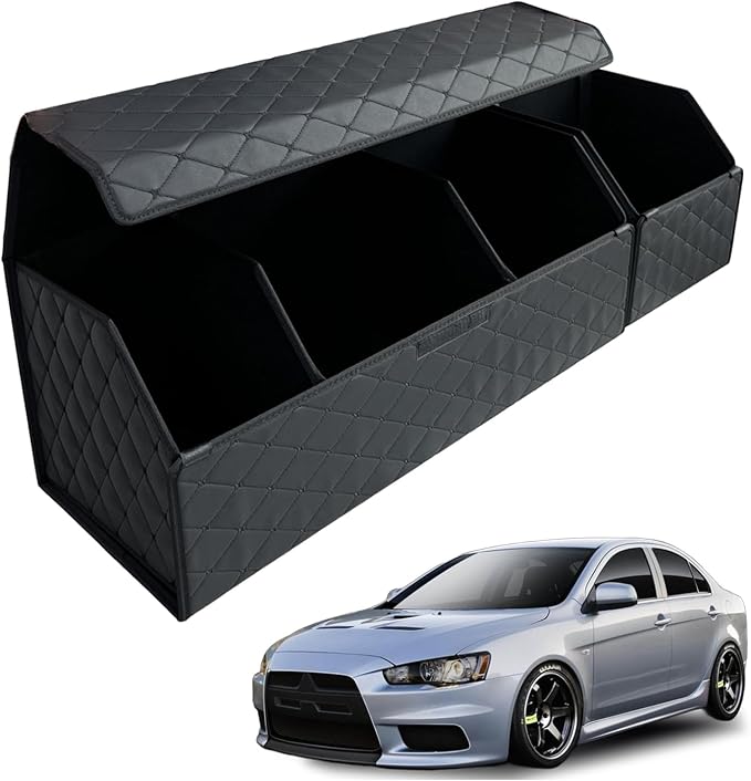 Car Trunk Organizer for For Mitsubishi Lancer Evolution - Custom Fit,Outdoor Trunk Organizer with Leather,Hook and Loop Fastener,4-Layer Cover,For Mitsubishi Lancer Evolution 2008-2017