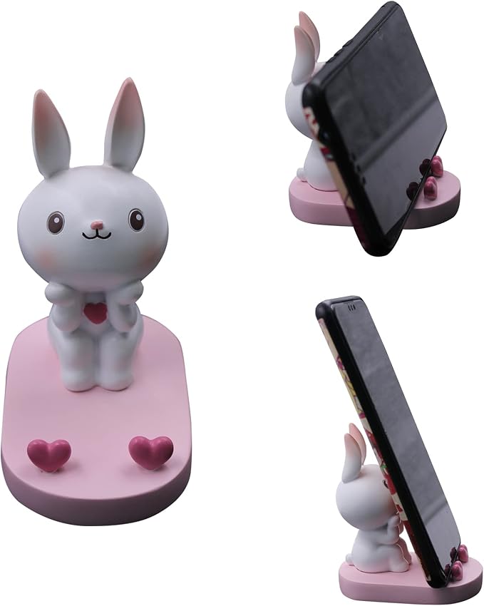 Cute Rabbit Cellphone Holder Stand Animal Smartphone Desk Stand for All Mobile Phones Bunny Phone Stand Desk Ornament
