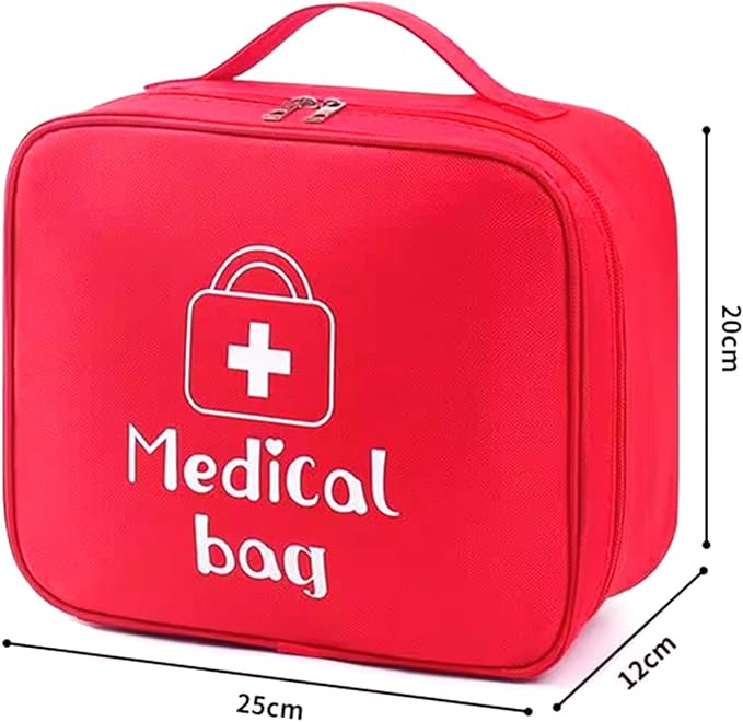 Red First Aid Bag Empty 1st Aid Bag Medical Travel Case Emergency Storage Compact Medicine Bags for Car Office Kitchen Sport Outdoors Camping Hiking Pet (Red M)