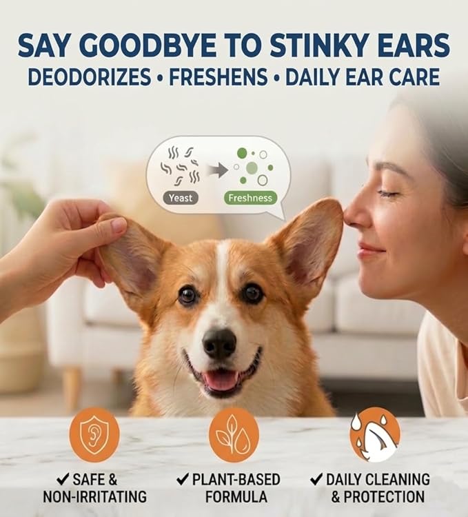 Dog Ear Wash - Gentle Cat Ear Cleaner Solution, Removes Ear Wax Debris and Ear Odor, Pet Ear Drops Liquid for Routine Ear Care, 6 fl oz