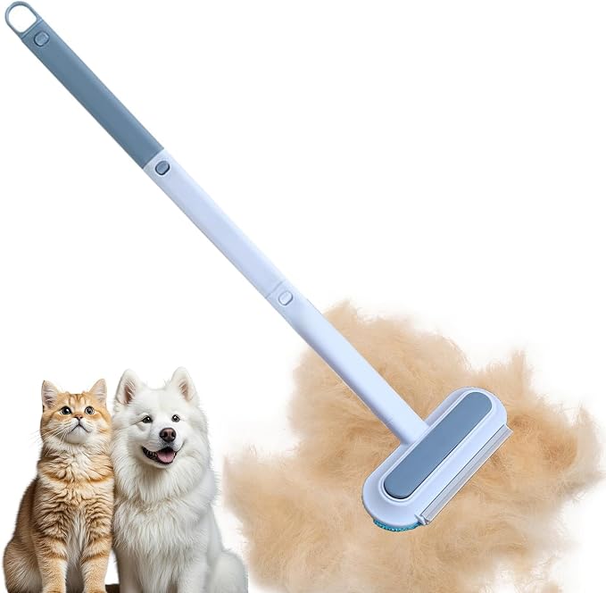 Extendable Cat Brush, Washable Lint Remover, Long Handle Cleaner, Multifunctional Furniture Carpet Organizer, Portable Clothes Cleaning Accessory, Grooming Tool for Cats, Carpets, Clothes, 59x18.5x3cm