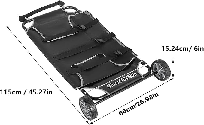 250 LBS Pet Rescue Stretcher with 2 Wheels, Dog Transport Stretcher Large Dog Wheelchair Emergency Dog Rescue Carrier Animal Trolley Cart Foldable, 45 L X 21 W inches