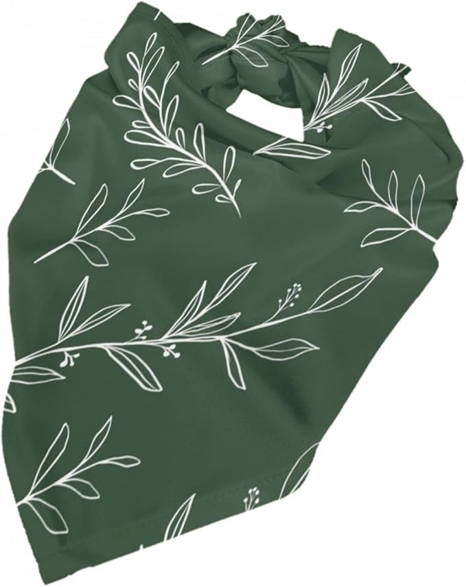 Sage Green Dog Bandana,Adjustable Triangle Bibs Dogs Scarf,Puppy Neckerchief Dog Cat Bib for Spring Summer (Dark Green)