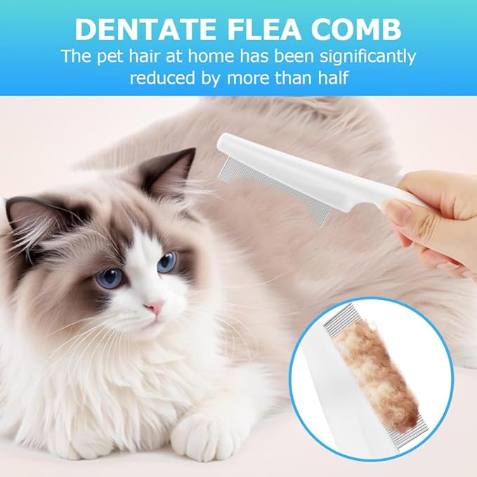 Kakalote Carpet Rake for Pet Hair Removal, 20"- 55" Adjustable Long Handle Cat Dog Fur Rakes Scraper Carpet Broom for Carpets, Rugs, Mats, with 2pcs Hair Shaving Comb(3pc Sets)