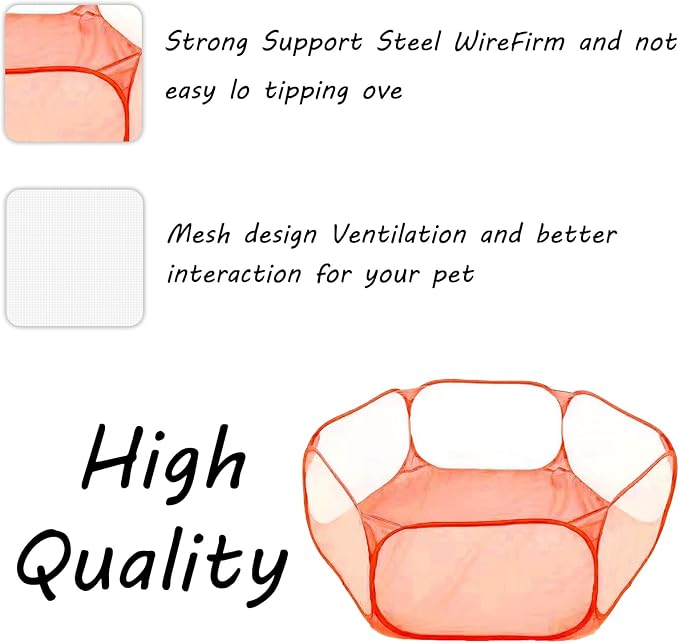 Small Animals Playpen, Portable Pop-up Open Interactive Pet Tent, Indoor Outdoor Fence for Rabbits, Guinea Pig, Hamster, Chinchillas, Kittens, Puppies