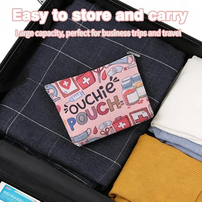 Small Ouchie Pouch Bag Canvas Medicine Storage Bags Wound Care Travel Bag Drug Storage Bags for Medicine First Aid Kit Zipper Pouches Emergency Pouch for Women Girls Doctor Nurse Pouches for Work