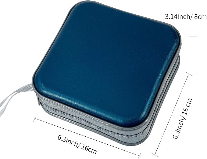 CD Case, 40 Capacity CD DVD Case Wallet Holder Portable Disc VCD Heavy Duty Binder Storage Organizer (Dark Blue)