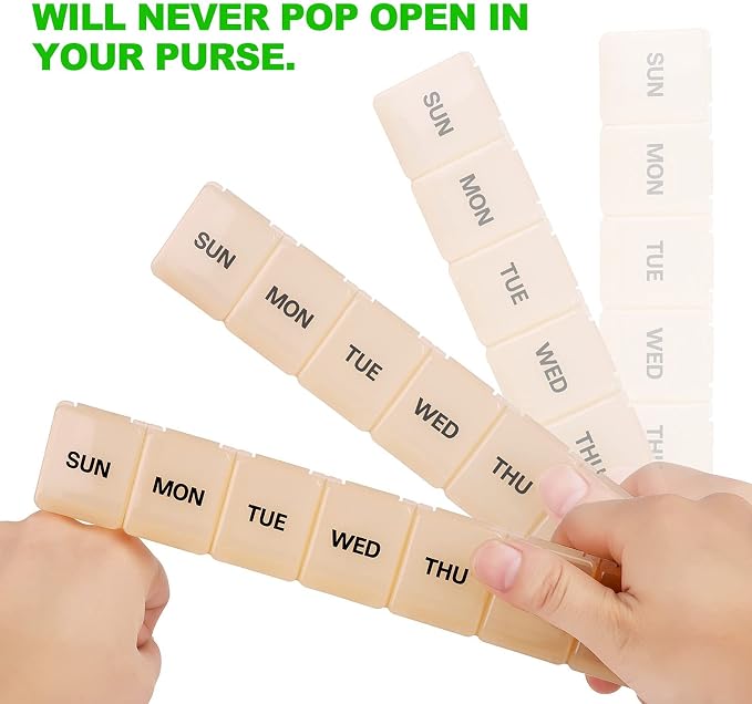 Pill Organizer 7-Day Weekly Pill Organizer | Portable Medicine, Daily Pill Cases for Pills/Vitamin/Fish Oil/Supplements