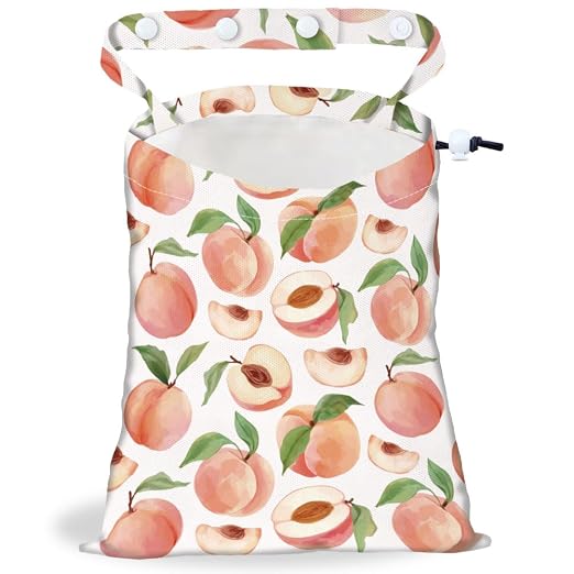 Peach Strap Drawstring Car Trash Bag Hanging Garbage Bag with Snap Buttons Car Back Seat Trash Storage Portable Dustbin Vehicle Trash Can Bag for Vehicle Accessories Travel Camping