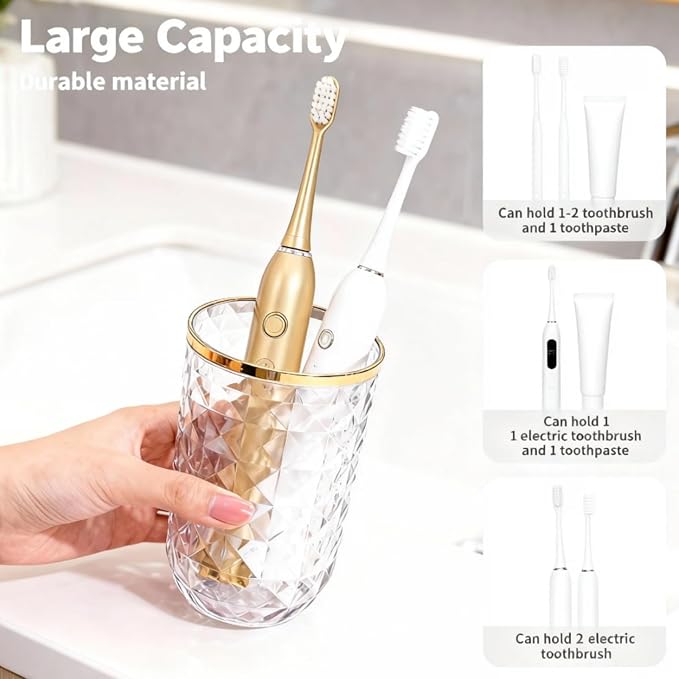 Didiseaon Transparent Toothbrush Holder Box with Dual Cups Portable Travel Toothbrush and Toothpaste Case for Home Gym School Business Trips Compact Pet Storage Organizer