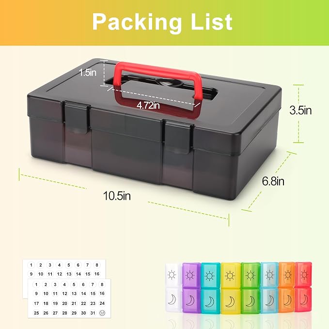 Monthly Pill Organizer 2 Times a Day,30 Day Pill Organizer 2X a Day,Pill Boxes and Organizer 2 Times a Day with Travel Case,Month Pill Box Organizer with 32 Daily Compartments,Moth Pill Box Am Pm