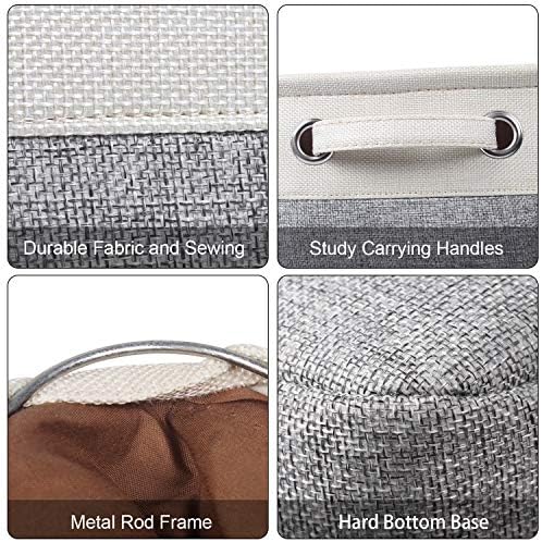 Foldable Storage Bin Collapsible Basket 12" x 10" x 9.5" Cube Storage Organizer Bins with Dual Carry Handles for Home Closet Shelves Drawers Organizer, Set of 3, Grey