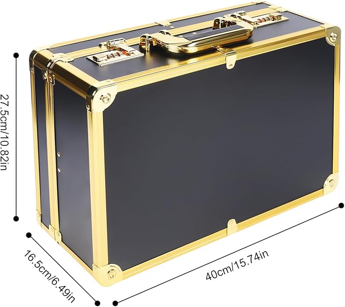 Barber Carrying Case,Large Barber Beauty Salon Tool Kits Storage,Portable Travel Carry Case for Barber Hair Stylist Pet Groomer, for Clippers Trimmers Scissors Blades Guards Shears (Gold)
