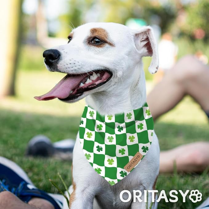 St. Patrick's Day Dog Bandanas, 2-Pack Triangle Reversible Pet Scarves, Premium Fabric, Bandana for All Boys Girls Dogs (XL, Style 1)