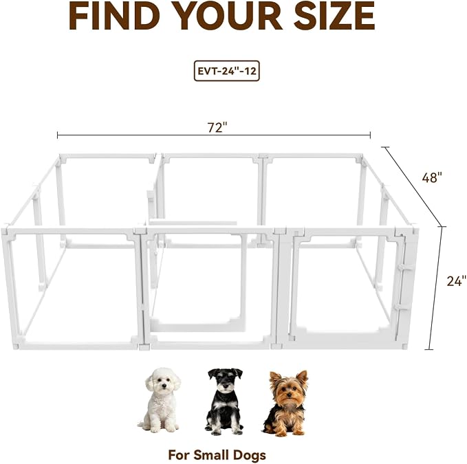 FlexiSpace Adjustable Clear Dog Play Pen, Expandable & Stackable Acrylic Dog Playpen, ONLY Dog Play Pen Indoors Grow with Your Pet Puppy Playpen (White, 34", 12 Panels)
