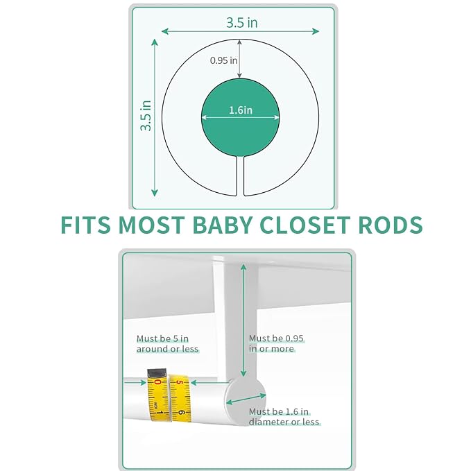 8 Pcs Baby Closet Dividers, Double-Sided Clothes Organizer for NB-24 Months | Sturdy closet separators fit most standard closet rods. Visible size tags simplify sorting and locating baby outfits quickly