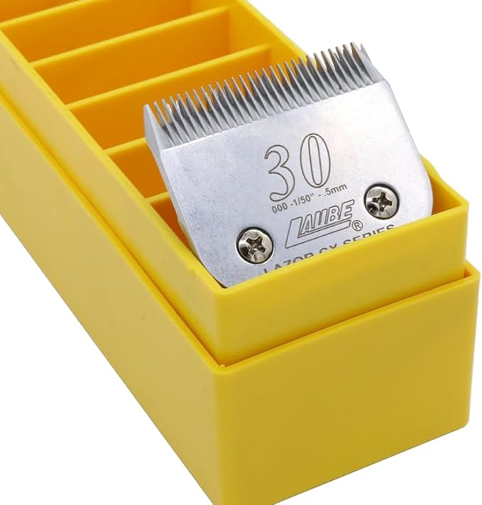 Laube Mini Blade Case Organizer For Clipper Blades - Professional 12 Slot Clipper Blade Caddy (9.25" x 2.25" x 2.25") - Detachable Snap On Lid- Made In The USA - Blue - 3 Pack