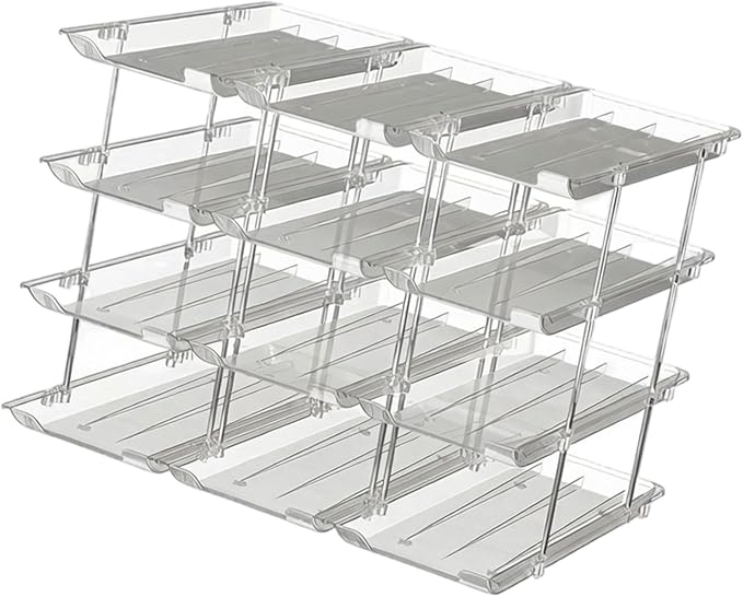 Can Organizer Rack, 5-Layer | Clear PET Kitchen Storage Shelf with Tiered Open-Front Access, Vertical Cabinet Countertop Use