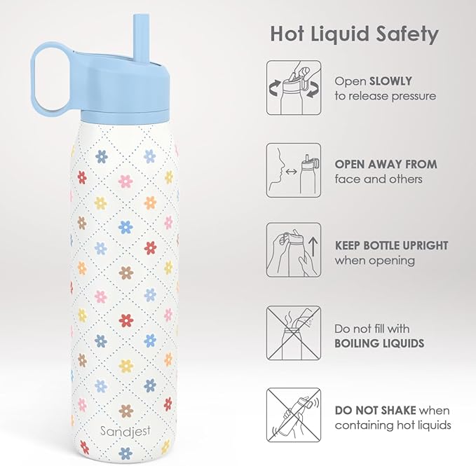 Floral Stainless Steel Water Bottle with Twist Lid 20oz, Travel Insulated Water Bottles for Sports & Gym, Gift for Women Girls Friends Birthday Christmas