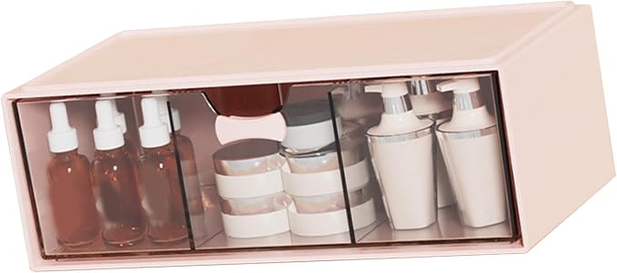Desktop Lipstick Cosmetic Makeup Organizer Stackable Storage Box Pink