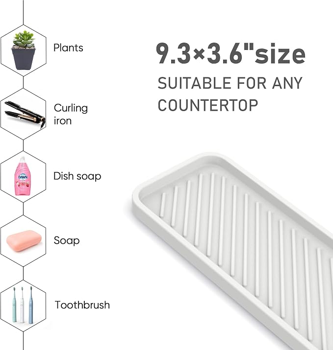 Silicone Sponge Holder, Kitchen Sink Organizer Tray（White）