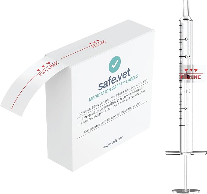 Fill Line Syringe Label - Regular Size | Dispensed Medication Veterinary Pharmacy and Clinical Labels | Roll of 500 | Clinical-Grade Color-Coded Stickers for Medication Bottles and Hospital Use