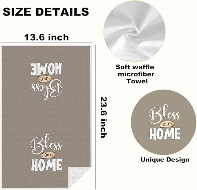 4 Pcs Pastoral Eucalyptus Kitchen Towels, Retro Truck & Basket Decorative Absorbent Microfiber Dish Cloth Tea Towel, Waffle Soft Hand Towels for Farmhouse Home Bathroom Decor, Housewarming Gifts