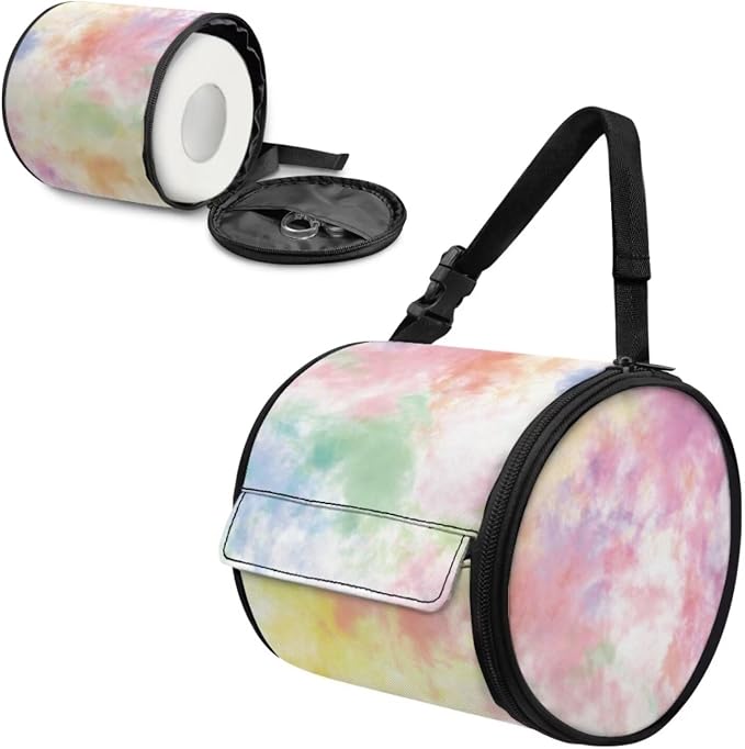 Tie Dye Print Wall Mounted Toilet Paper Holder Moisture Resistant Oxford Cloth Tissue Roll Paper Holder Hanging Bathroom Tissue Towel Roll Holder 6.3 * 6.3 * 6.3 Inch
