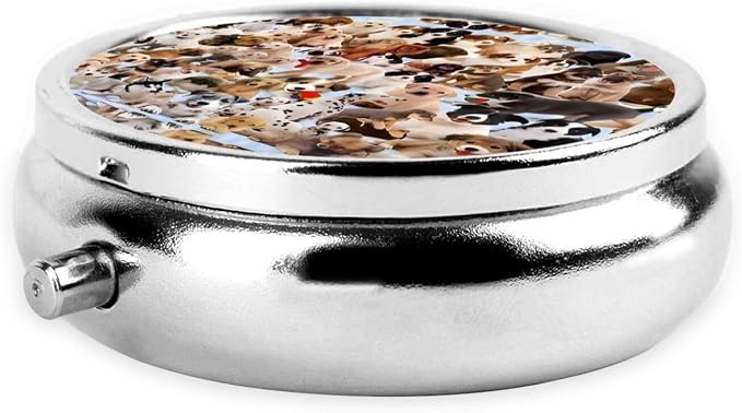 Cute Pet Dogs 3 Compartment Medicine Pill Case, Printed Travel Pill Box for Purse & Pocket, Cute Portable Pill Organizer Box Medicine Vitamin Holder Organizer