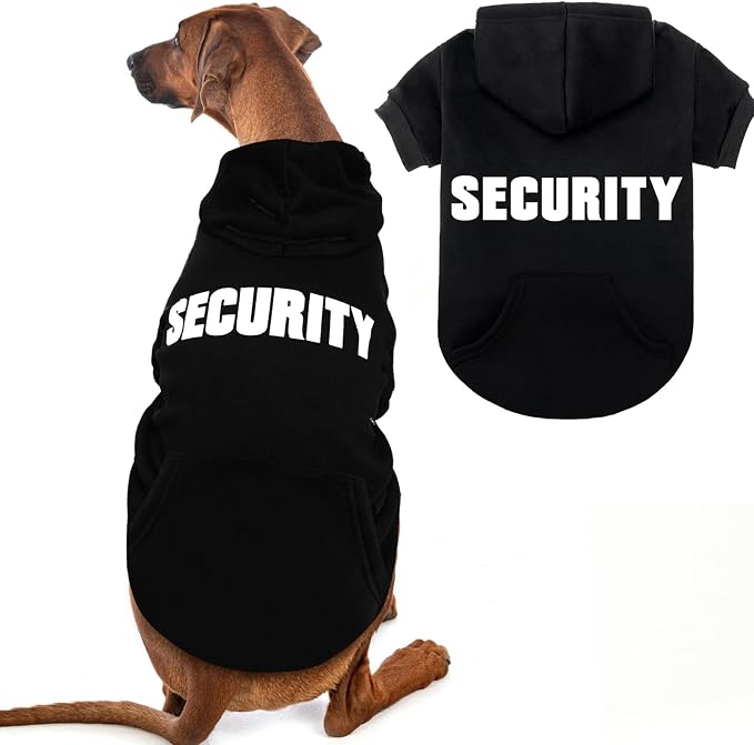 Security Dog Hoodies,Soft & Warm Dog Sweatshirt,XX-Large | Halloween Dogs Costume Winter Autumn Fleece Pet Clothes Hooded with Pocket for Puppy,Cat, Small Medium Large Dogs