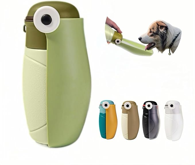 Dog Water Bottle Portable Puppy Travel Foldable Water Bottle Leak Proof Water Dispenser for Pet Cats Walking Hiking Travel Food Grade Plastic-Green 16 oz