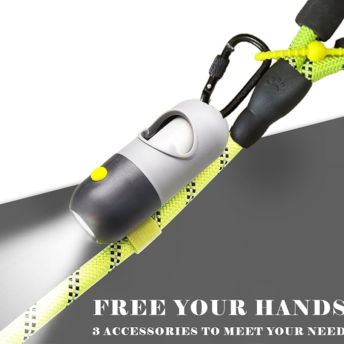 YUCHIYA Dog Poop Bag Holder Dispenser with LED Flashlight(Light Grey) | 100ft Ultra-Bright LED|Glow-in-the-Dark Avacado Clip|Metal Carabiner&Silicone Tether|15 Leak-Proof Scented Waste Bags