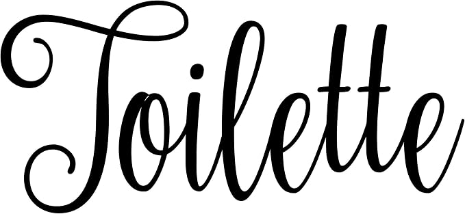Toilette 7.5w x 3.5h Label | Home Organization Door | Die Cut Vinyl Decal | Black Fancy Font (Sticker Only)