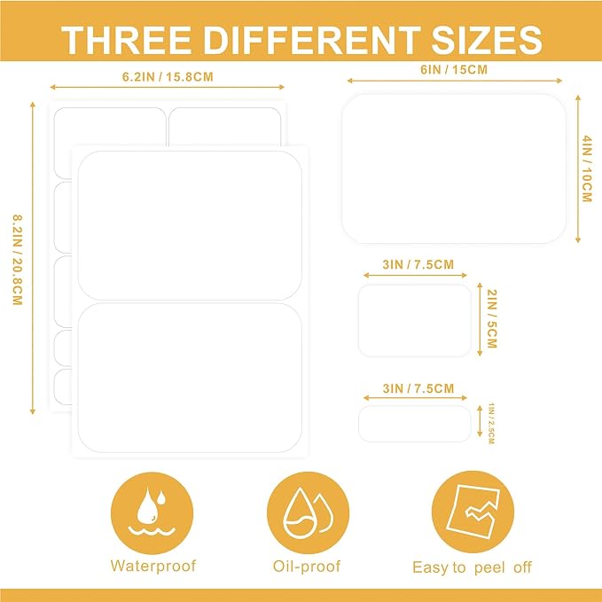 160 Pcs Labels for Storage Bins, Removable Labels for Storage Bins, Tear Resistant No Residue Storage Bin Label, Matte White Blank Box Label for School, Home, Business,three sizes