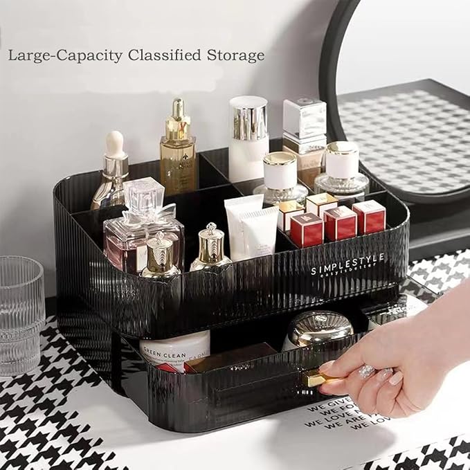 Stackable Makeup Storage Drawers, Bathroom Counter Organizer. | Drawers Can be Stacked, Cosmetic Display Case, Ideal for Make Up, Skincare, Perfume; Suitable for Dresser Top, Vanity