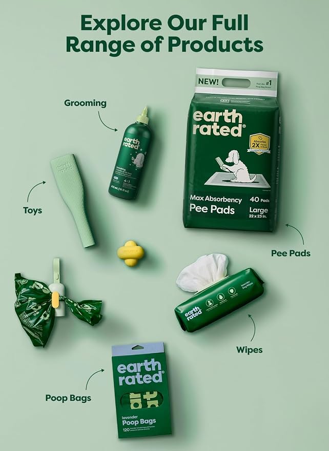 Earth Rated 3X Protect Dog Poop Bag Rolls, Odor Blocking Leak Proof Extra Thick, Unscented, 120 Count | Leak Proof Extra Thick