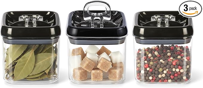 Felli Flip Tite Food Storage Container 5" LARGE Size Airtight Lid Lock Top, Stackable Kitchen Canister for Space Saving, Pantry Fridge Cupboard Organizer, Spice Seasoning Pet Treats Snack (1.1 qt)