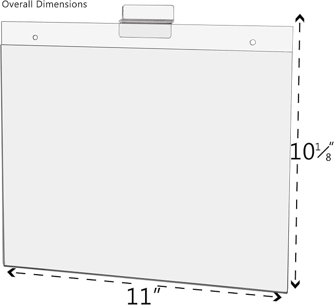 Marketing Holders 2 Pack Slatwall Sign Holder for 11" x 8.5" Advertisements and Price Lists in Retail Stores Boutiques and Showrooms Clear Acrylic Horizontal Literature Sleeve No Assembly Required