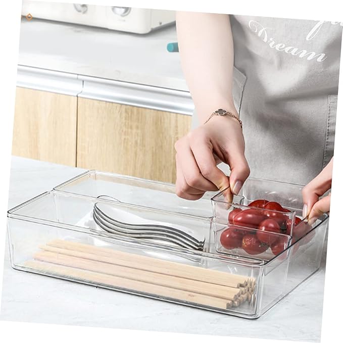 HOMSFOU 2pcs PET Drawer Organizing Boxes Dividers Desktop Storage for Office Supplies Makeup and Sundries for Home and Office Use
